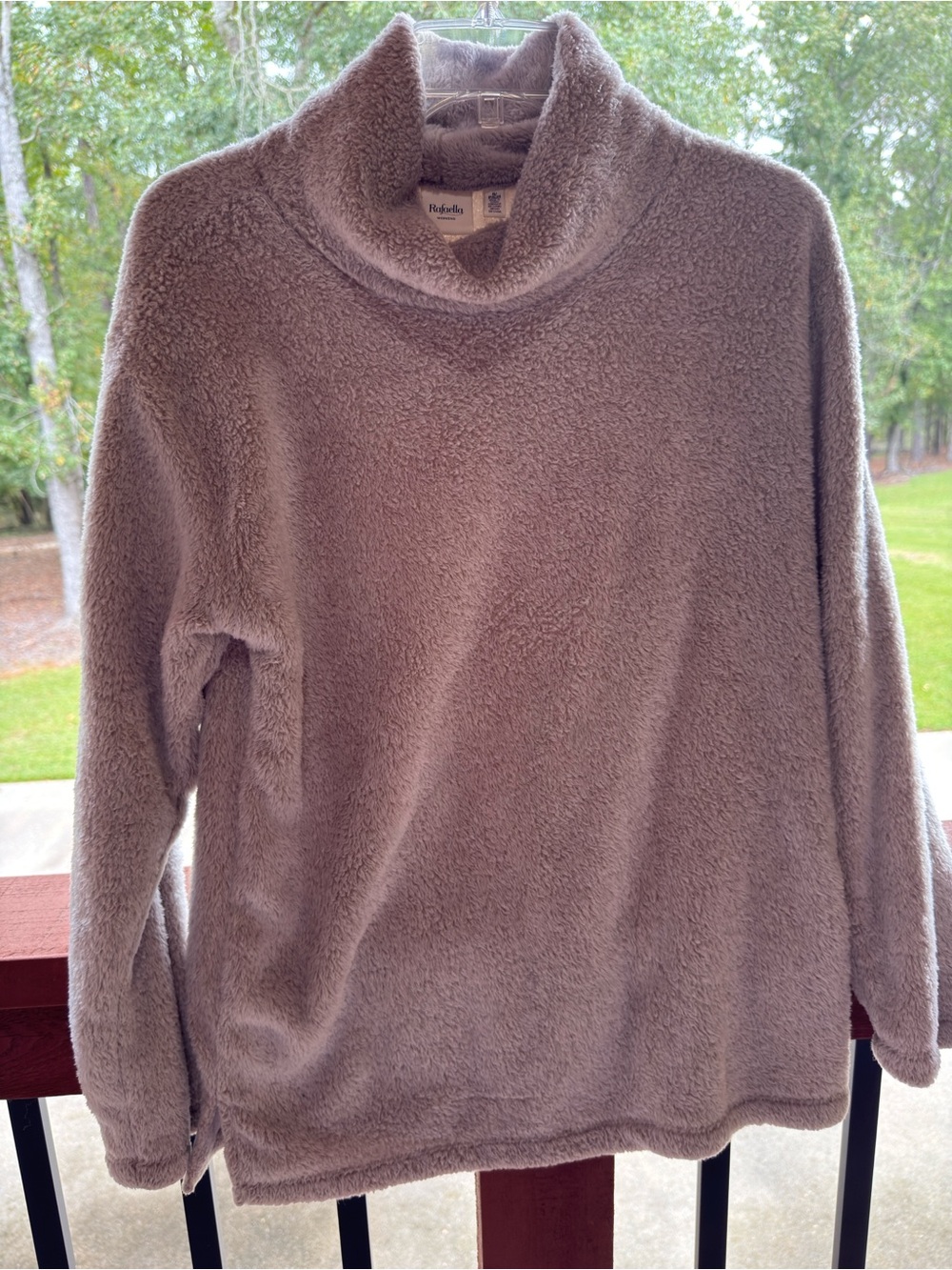 Rafaella Plush Funnel Neck Sweater in Taupe